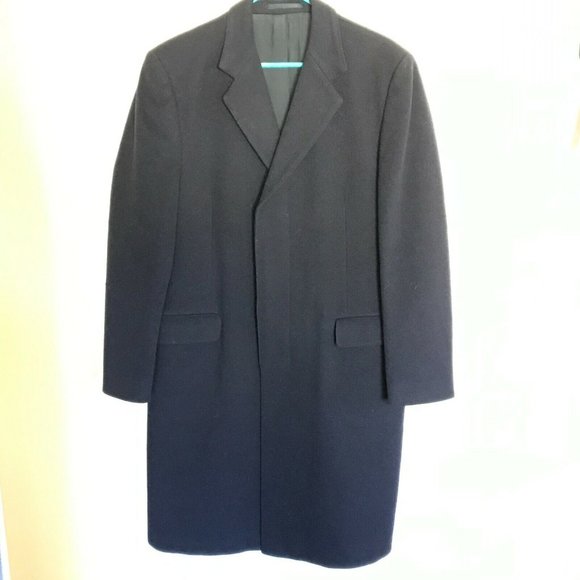 MEN VINTAGE ST MICHAEL OVERCOAT NAVY WOOL DARK BLUE SIZE 40 102 RETRO - Picture 8 of 12